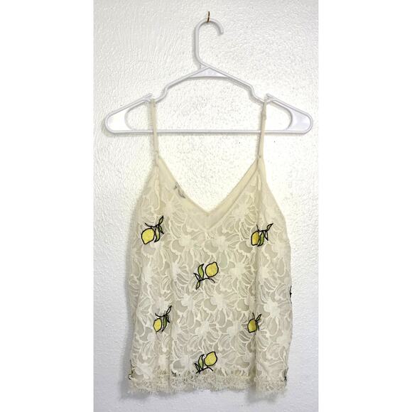 Floreat by Anthropologie Lemon Lace Cami Blouse PJ Top Size Small - Picture 4 of 11